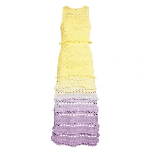 Maje Crochet Yellow Purple Dress — No Tags & Seam Rip - Picture 5 of 13